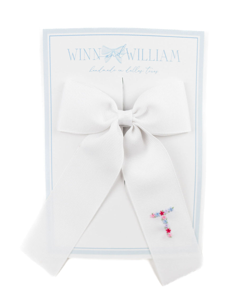 Winn and William Floral Initial Hair Bow
