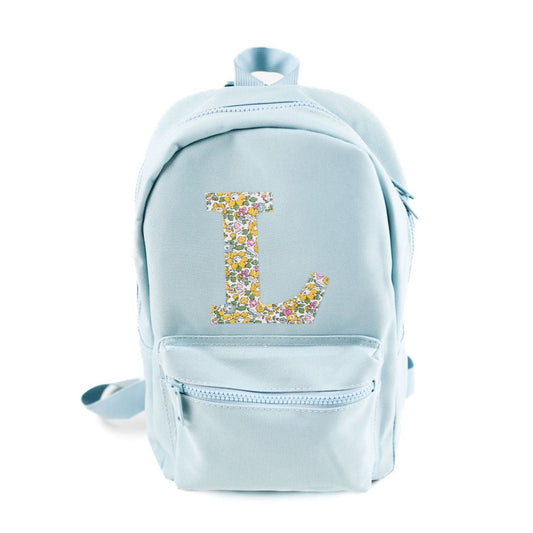 My Little Shop UK Betsy Ann Yellow Liberty of London Initial Small Backpack - Light Blue