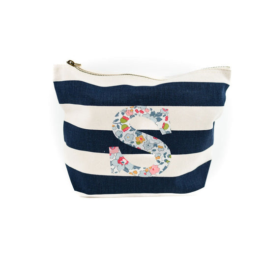 My Little Shop UK Liberty of London Navy Stripe Accessory Bag  - Betsy Gray Initial