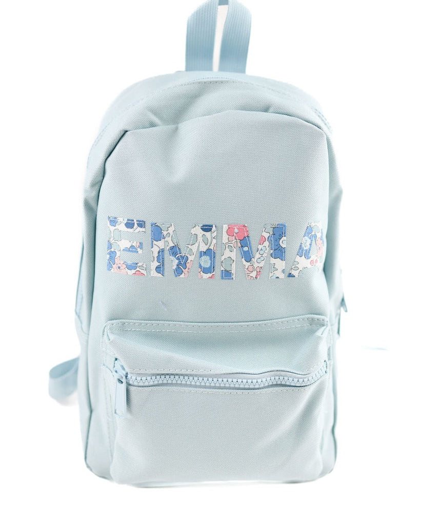 My Little Shop UK Betsy Blue Liberty of London Name Small Backpack - Light Blue