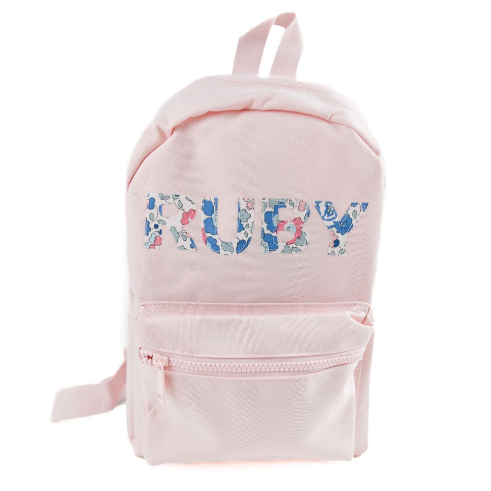 My Little Shop UK Betsy Blue Liberty of London Name Small Backpack - Pink