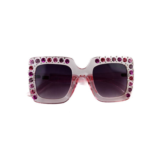 Bari Lynn Pink Square Sunglasses with Crystals 