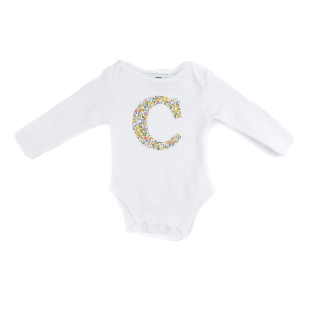 Liberty of London Personalized Long Sleeve Onesie - Betsy Ann Yellow