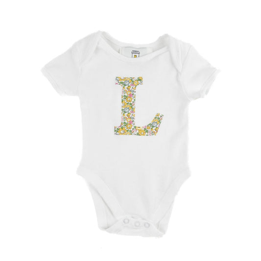 Liberty of London Personalized Short Sleeve Onesie - Betsy Ann Yellow My Little Shop UK