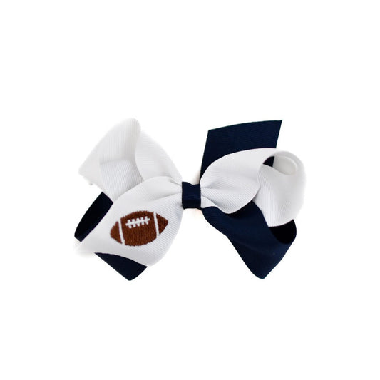 King Football Bow- White and Navy