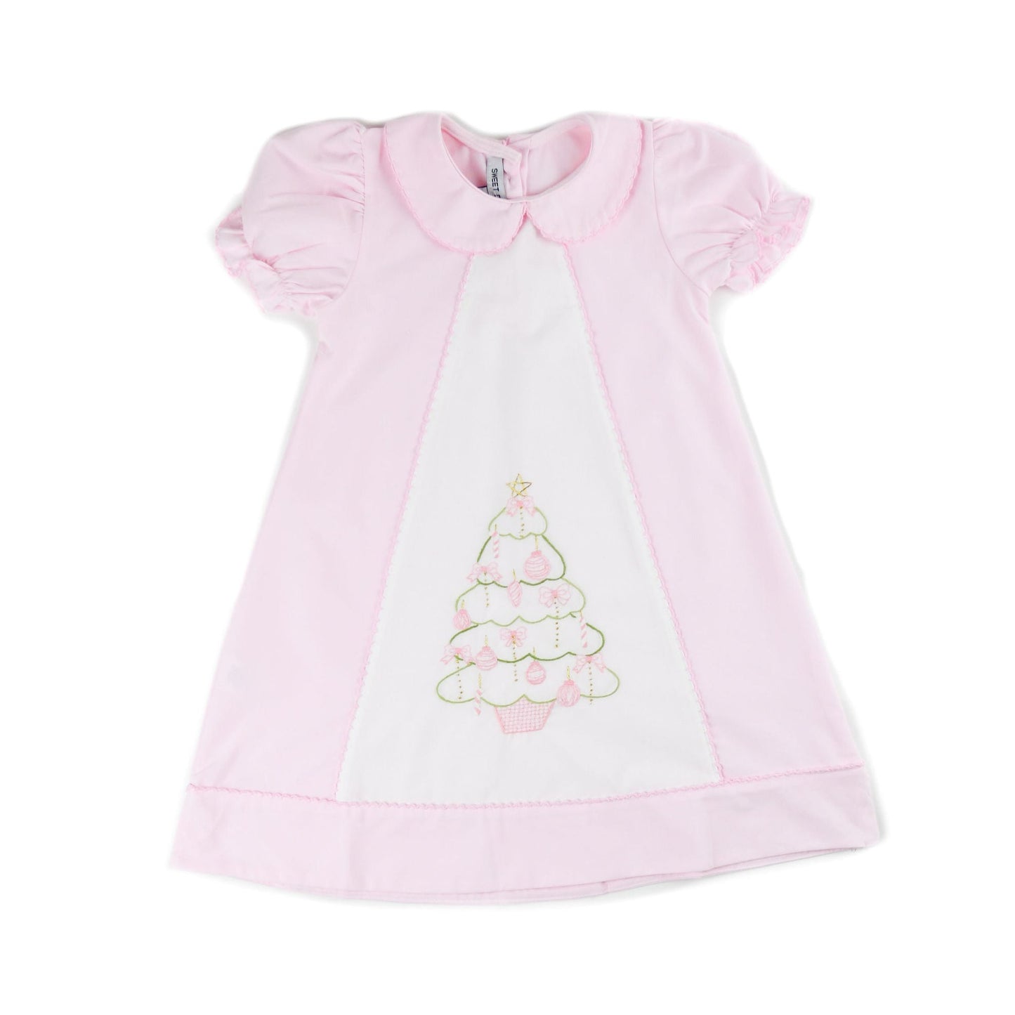 Sweet Dreams Pink Embroidered Christmas Tree Dress