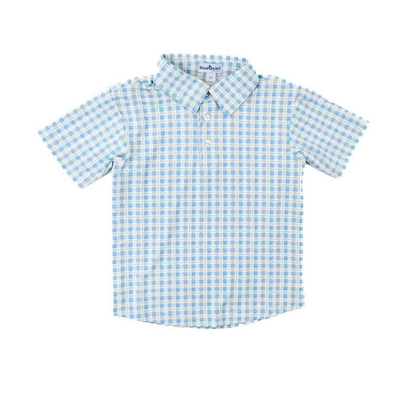 blueQuail Watercolor Plaid Polo Shirt