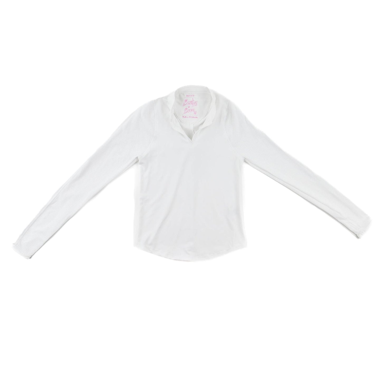 Lucky in Love Mandarin Collar Long Sleeve Top- White