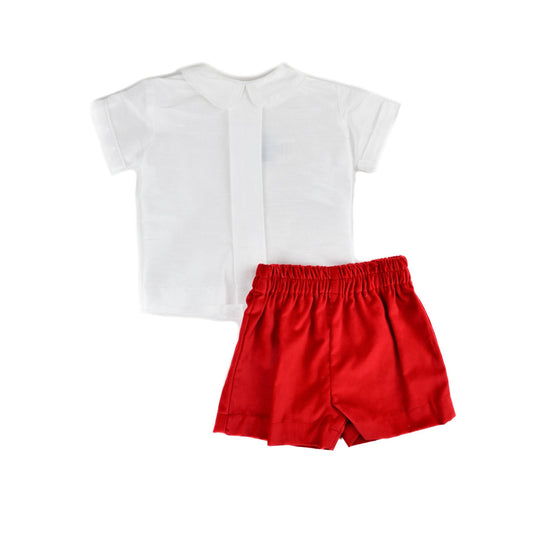 Funtasia Too Pleat Shirt and Velvet Short Set- Red