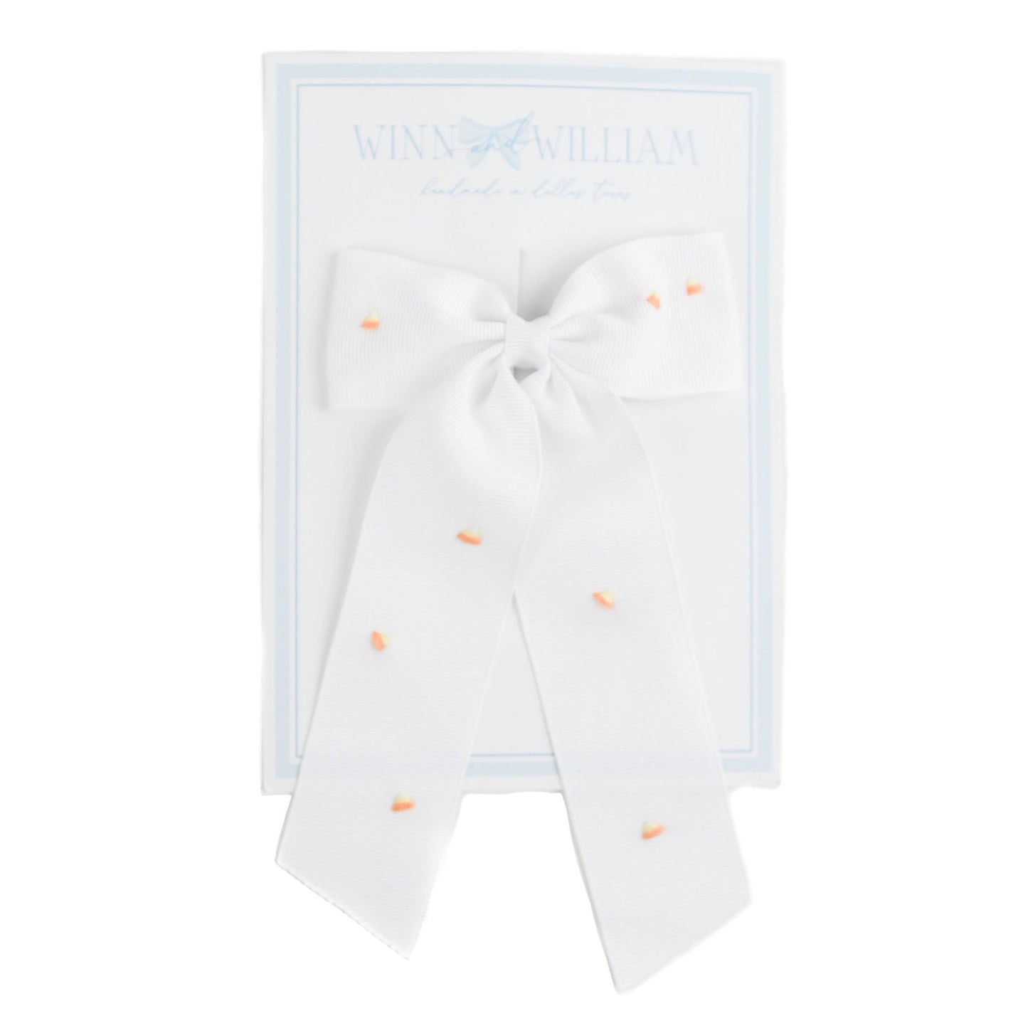 Winn and Williams Medium Candy Corn Bow - White