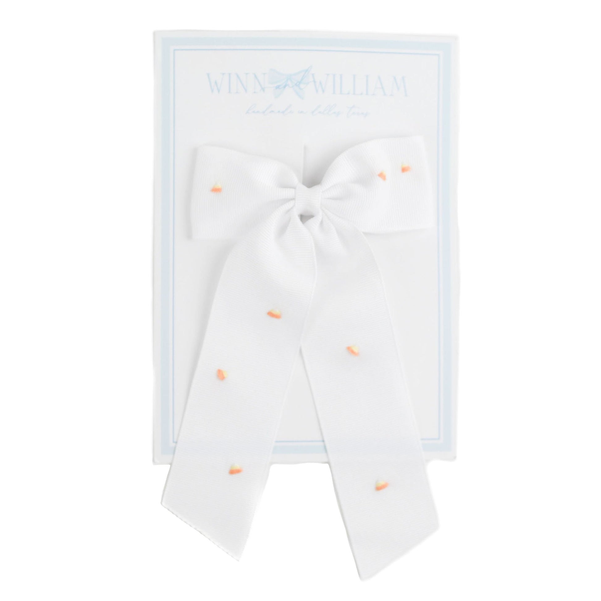 Winn and Williams Medium Candy Corn Bow - White