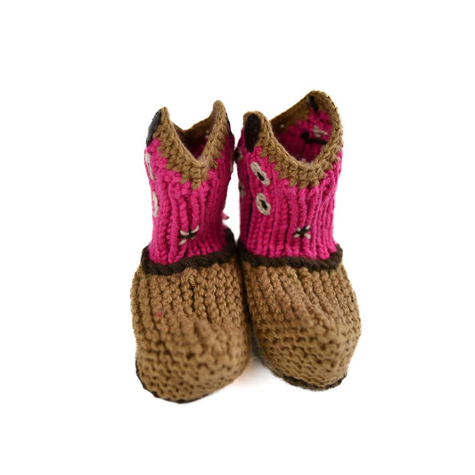 Art Walk Pink Cowboy Knit Booties