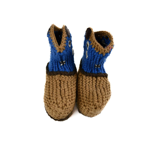 Blue Cowboy Knit Booties