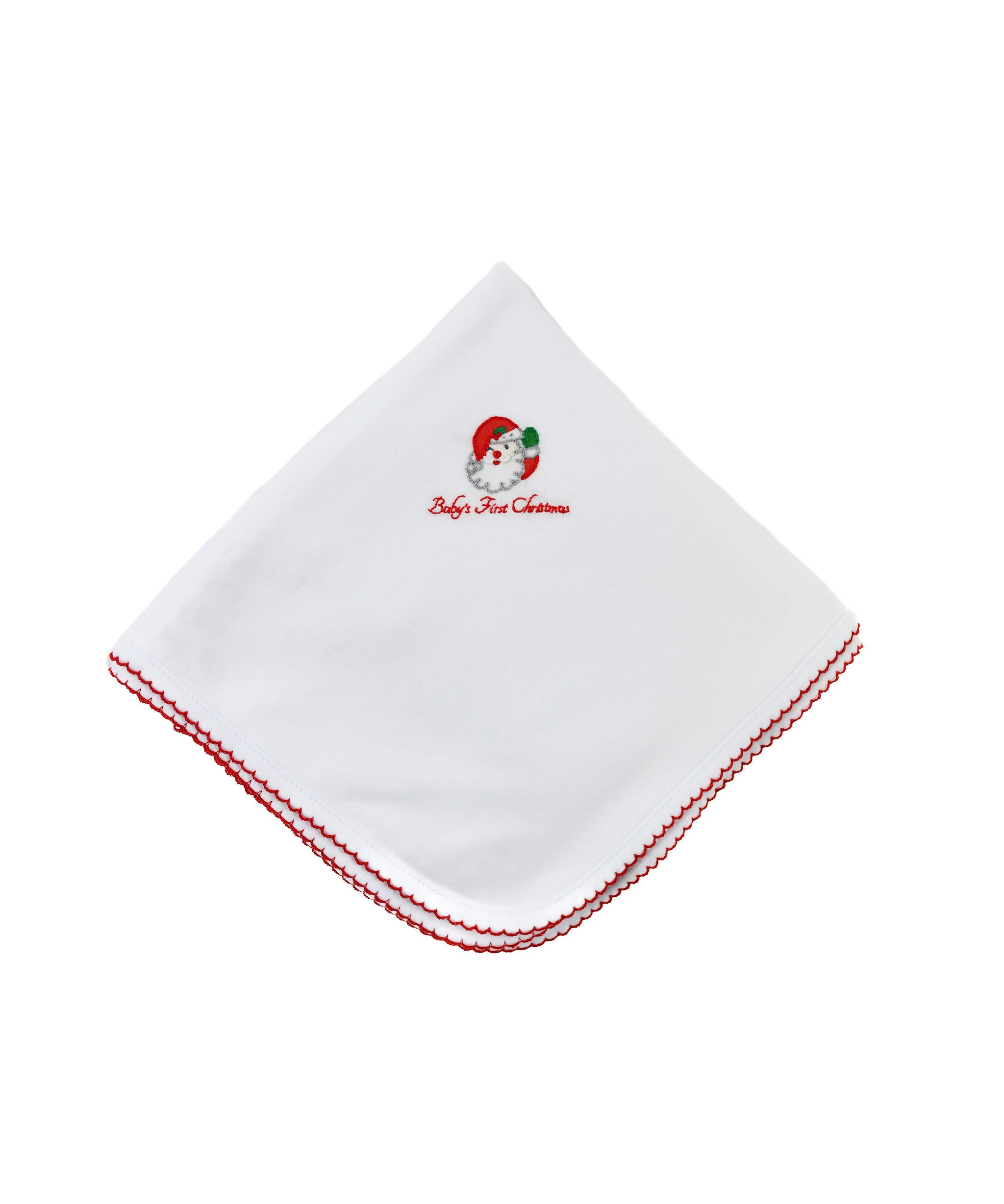 Magnolia Baby Winking Santa Embroidered Baby's First Receiving Blanket - White