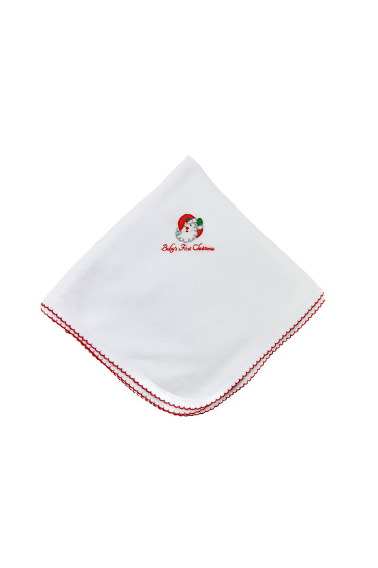 Magnolia Baby Winking Santa Embroidered Baby's First Receiving Blanket - White