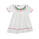 Sweet Dreams Embroidered Wreath With Red Bow Dress
