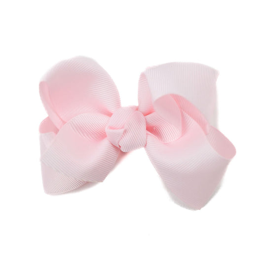 Wee Ones Small Grosgrain Hair Bow with Center Knot - Powder Pink
