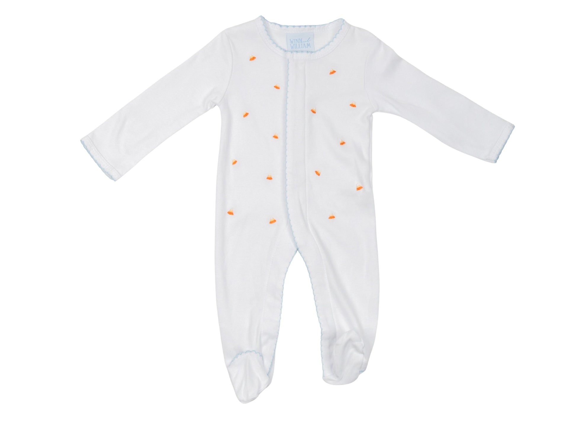 Blue Trim Candy Corn Footie
