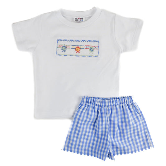 Ruth and Ralph Smocked Airplane Beau Short Set