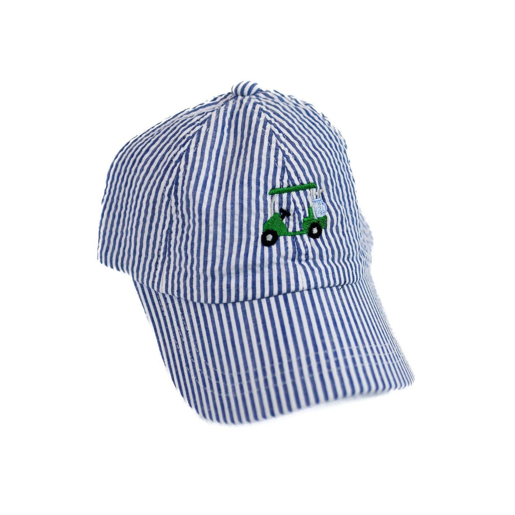 Wee Ones Denim Embroidered Seersucker Ball Cap - Golf Cart