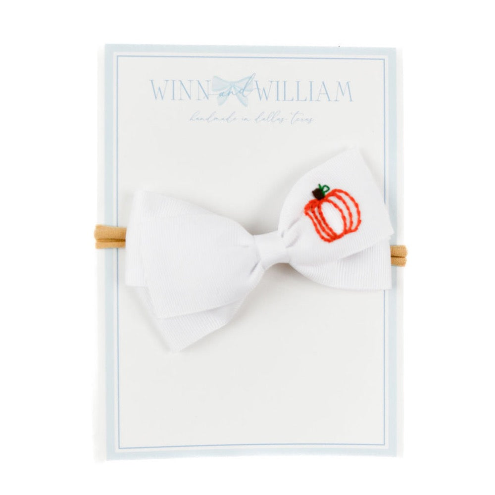 Winn and William baby headband pumpkin bow