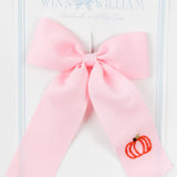 Winn and William Hand Embroidered Bows Medium Pumpkin Bow - Pink