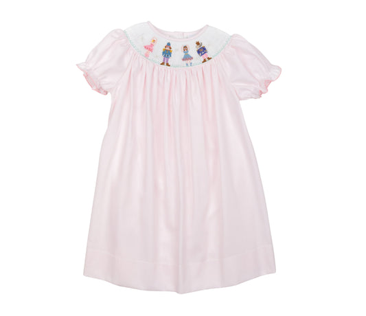 Emma Light Pink Nutcracker Smocked Dress