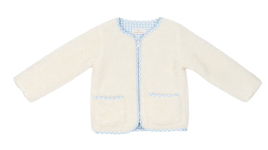 Blue Gingham and Fleece Jacket