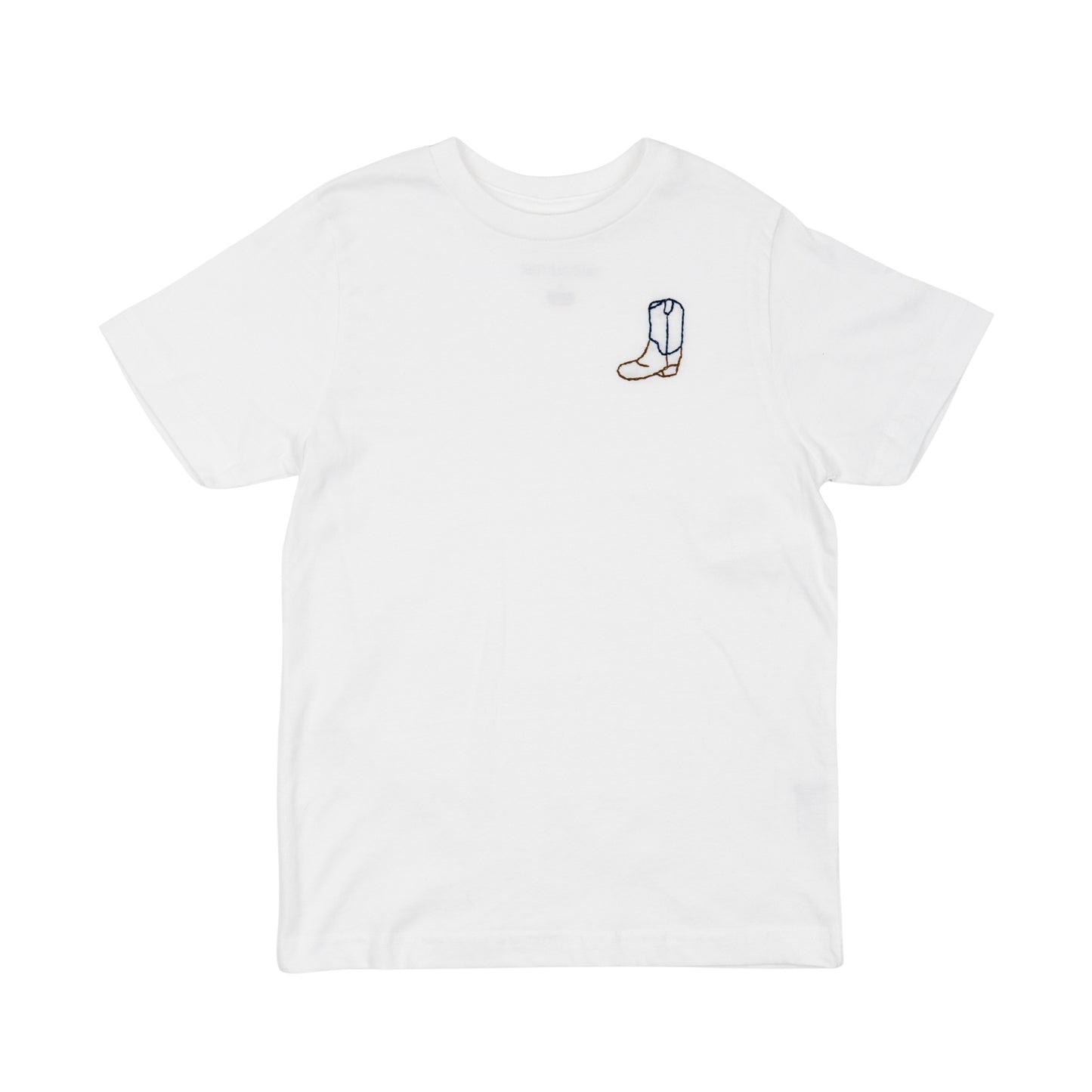 Navy and Brown Cowboy Boot Embroidered Tee
