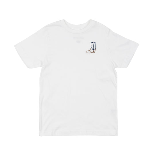 Navy and Brown Cowboy Boot Embroidered Tee