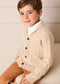 Cable Knit Shawl Neck Cardigan in Camel