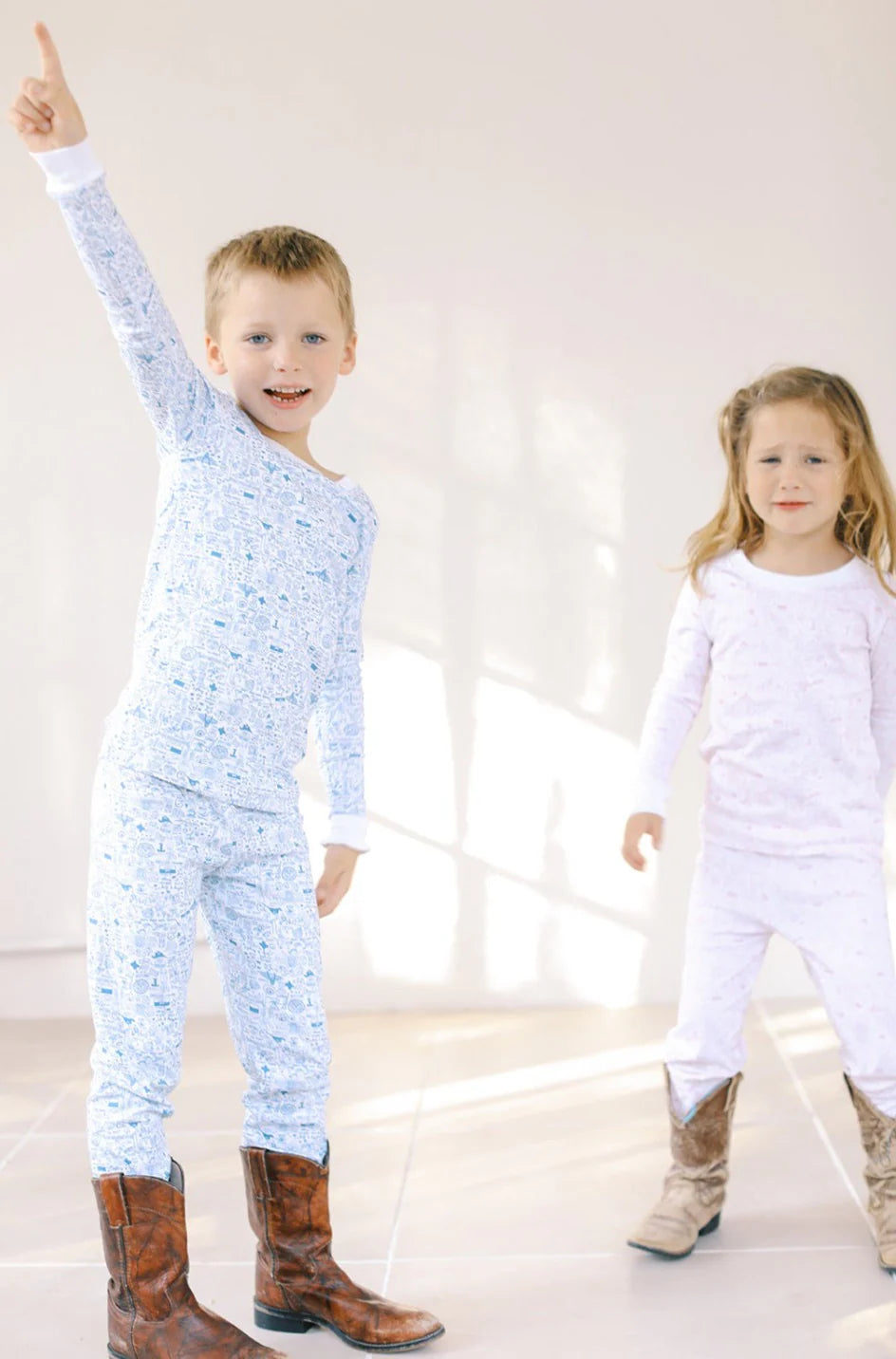Joy Street Houston Two Piece Long Pajamas- Buffalo Bayou Blue