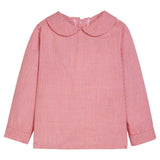 Little English Peter Pan Shirt - Red Mini Gingham