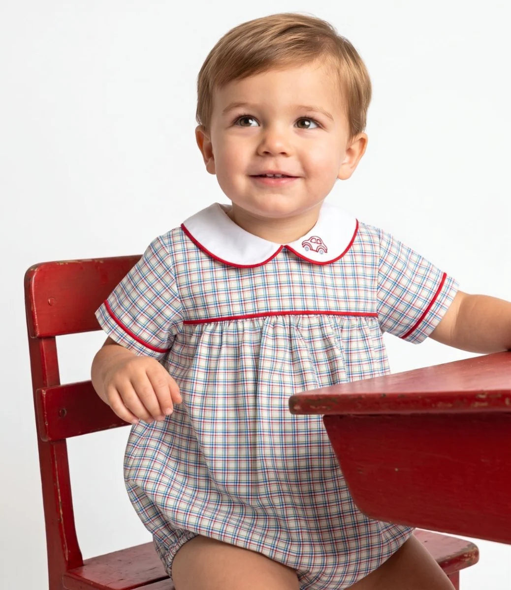 Lullaby Set Cars Covington Bubble- Primary Plaid
