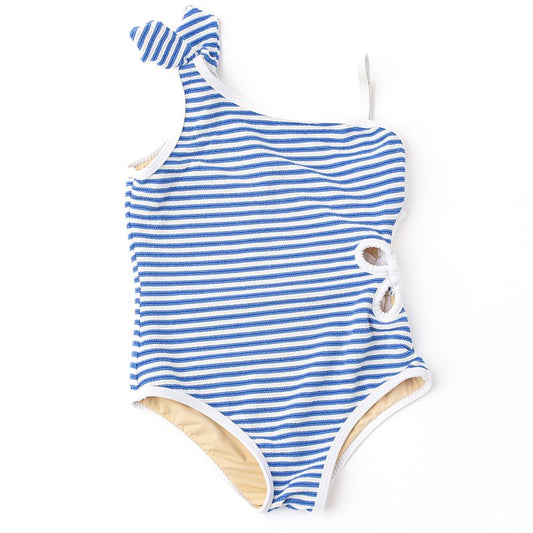 Shade Critters Cobalt Stripe Ribbed Daisy Cut Out Swimsuit