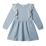 Stella McCartney Kids Blue Star Print Ruffle Fleece Dress