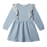 Stella McCartney Kids Blue Star Print Ruffle Fleece Dress
