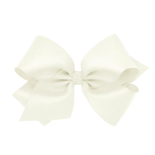 King Grosgrain Hair Bow with Center Knot - Antique White