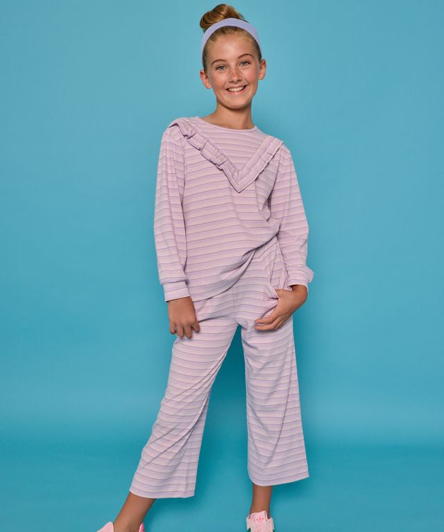 Palazzo Pants- Lavender Sparkle Stripe