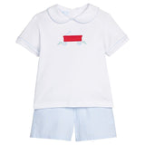 Little English Applique Peter Pan Short Set- Wagon