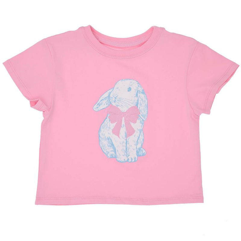 Azarhia Easter Bunny Bow Boxy Tee- Pink