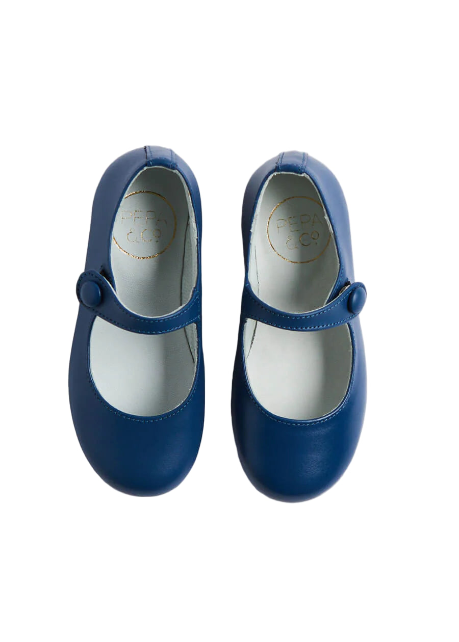 Pepa London Blue Leather Mary Jane Shoes