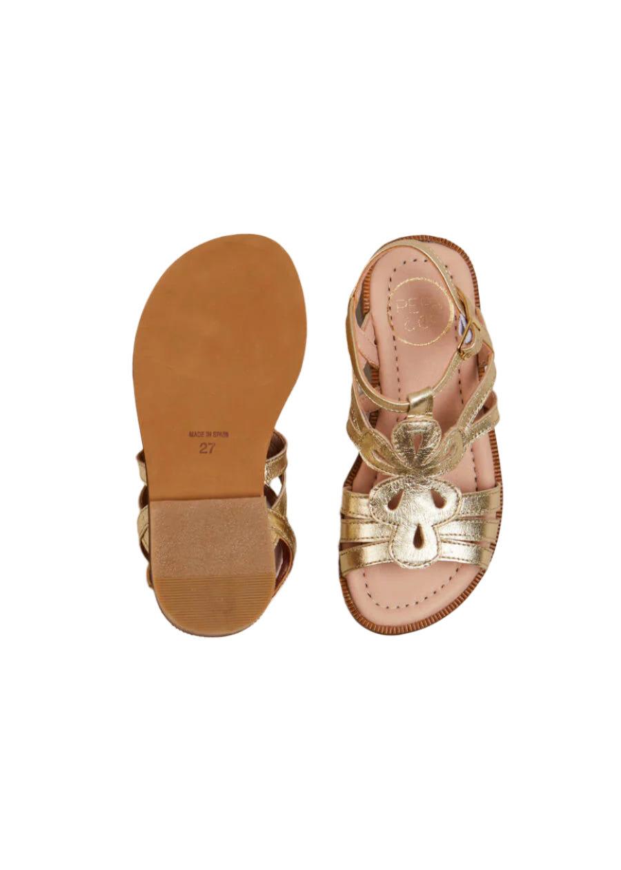 Pepa London Gold Metallic Strappy Leather Sandals 