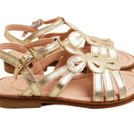 Pepa London Gold Metallic Strappy Leather Sandals 