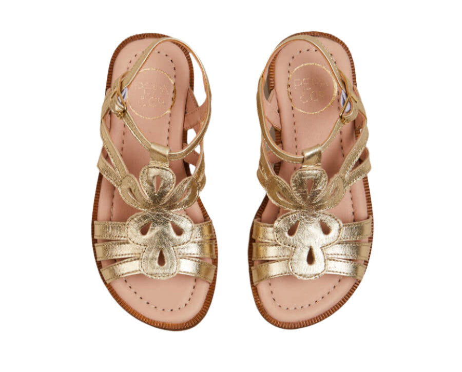 Pepa London Gold Metallic Strappy Leather Sandals 