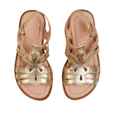 Pepa London Gold Metallic Strappy Leather Sandals 