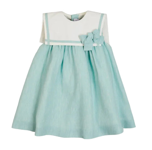 Pepa London Linen Blend Trapeze Dress in Green
