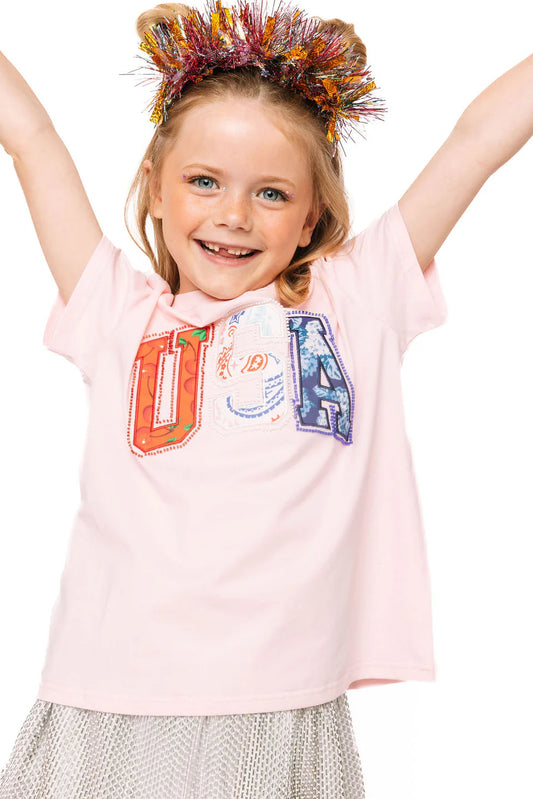 Kids Light Pink USA Bandana Tee