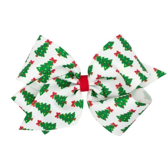 Wee Ones King Holiday Printed Hair Bow- Tree