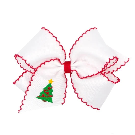 Wee Ones King Grosgrain Hair Bow With Moonstitch Edge- Tree